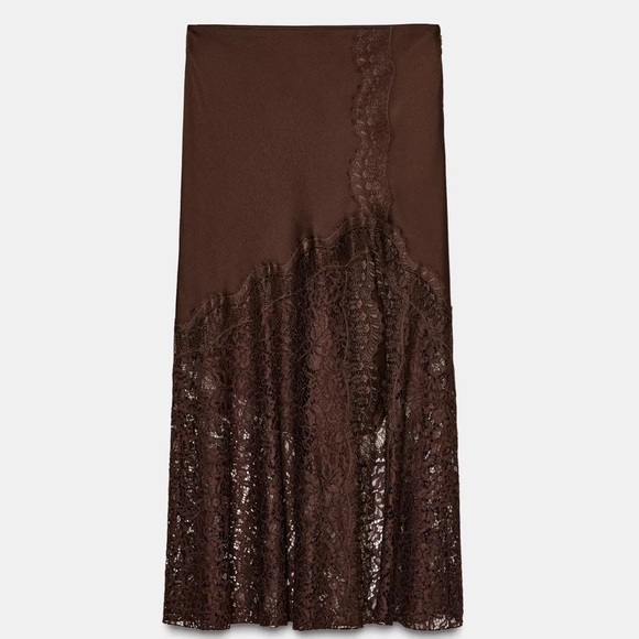NWT ZARA SATIN EFFECT LACE SKIRT ZW COLLECTION SIZE S - Picture 8 of 10